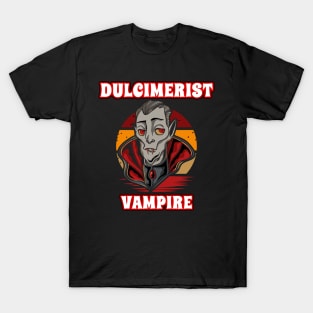 Dulcimerist Vampire Groovy Halloween Party Retro Vintage T-Shirt